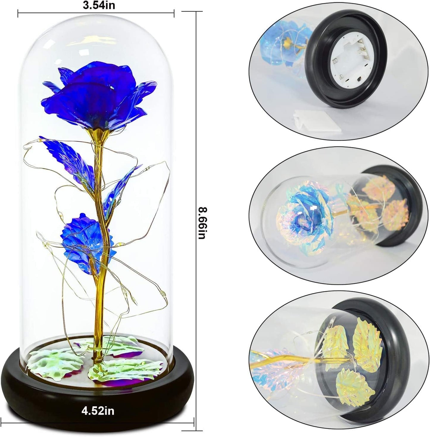 Beauty and Beast Rose,Galaxy Flower Rose Gift for Girlfriend,Glass Flower Roses,Unique Gifts for Women, Christmas, Birthday,Thanksgiving,Anniversary (Blue)