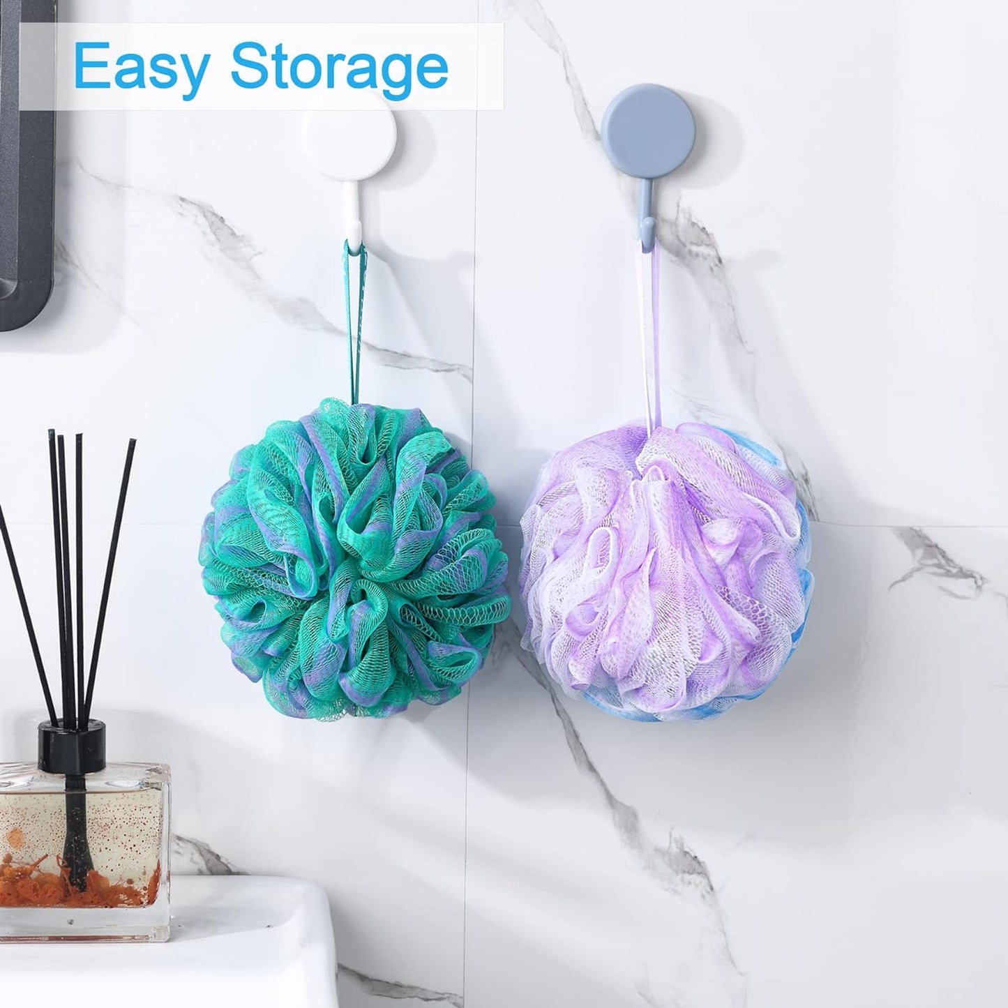 Loofah Sponge 60G/Piece, Exfoliating Bath Sponge Body Scrubber - Loofa Set of 4 Flower Color (Green-Purple)