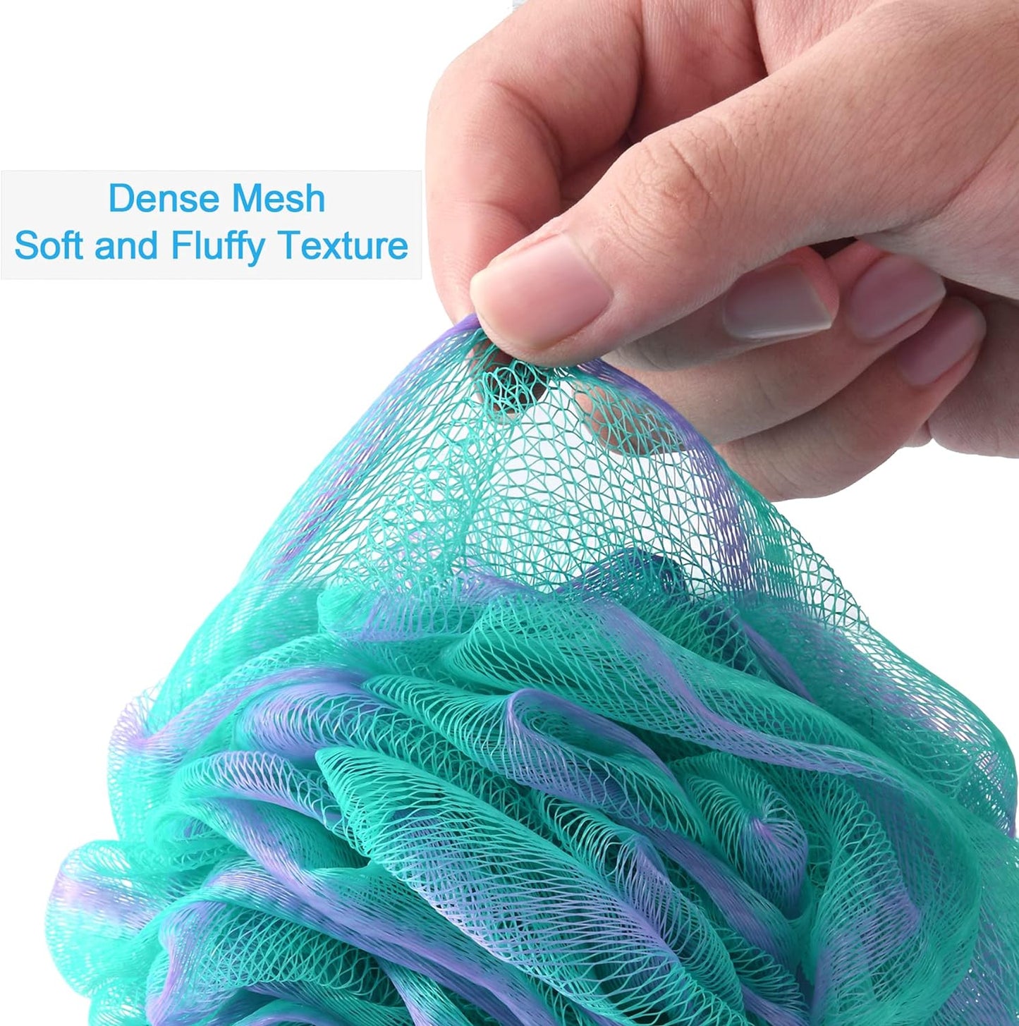 Loofah Sponge 60G/Piece, Exfoliating Bath Sponge Body Scrubber - Loofa Set of 4 Flower Color (Green-Purple)