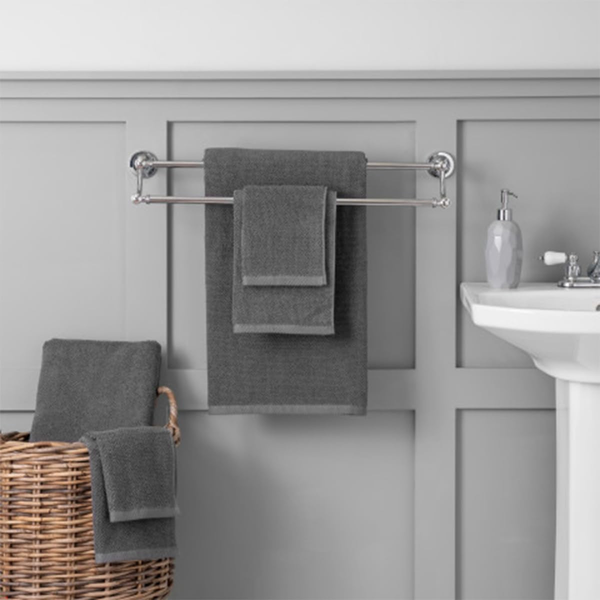 Franklin 100% Cotton Popcorn Textured Towel Set - 6 Piece 600 GSM, Soft & Plush, 2 Bath Towels, 2 Hand Towels, 2 Washcloths, Dark Gray
