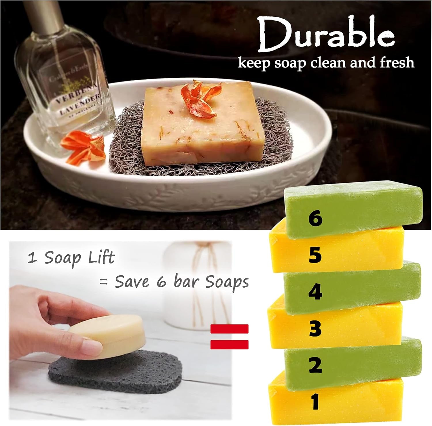 [8Pack Keep Soap Clean & Fresh Bathroom Soap Dishes, Soap Saver Set | Eco-Friendly, Recyclable | Flexible & Durable Soap Lift | Bpa-Free, Non-Slip Bath Soap Holders
