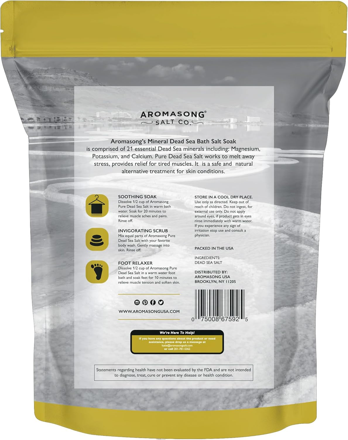 Dead Sea Salt - Spa Bath Salt - 19 Lbs Fine Grain Bulk - 100% Pure - Better Absorbing than Epsom Salt - Soak for Women & Men for Skin Issues and to Relax Tired Muscles - Resealable Pack.