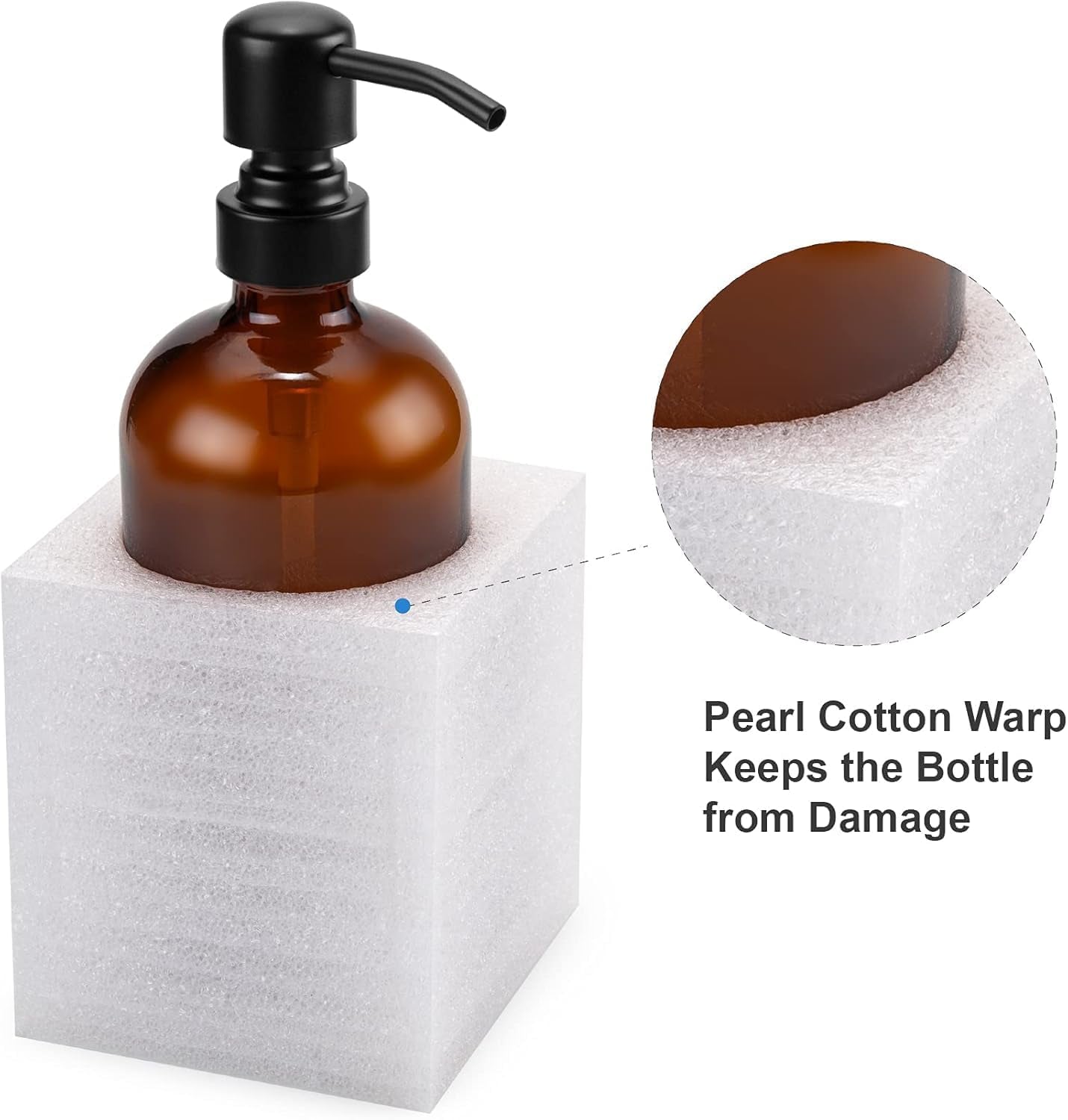 Amber Glass Soap Dispenser, 2 Pack Thick Pint Bottle with Stainless Steel Pump,17 Oz Hand Dish Soap Dispenser Bottle, Soap Dispensers for Bathroom Kitchen Sink