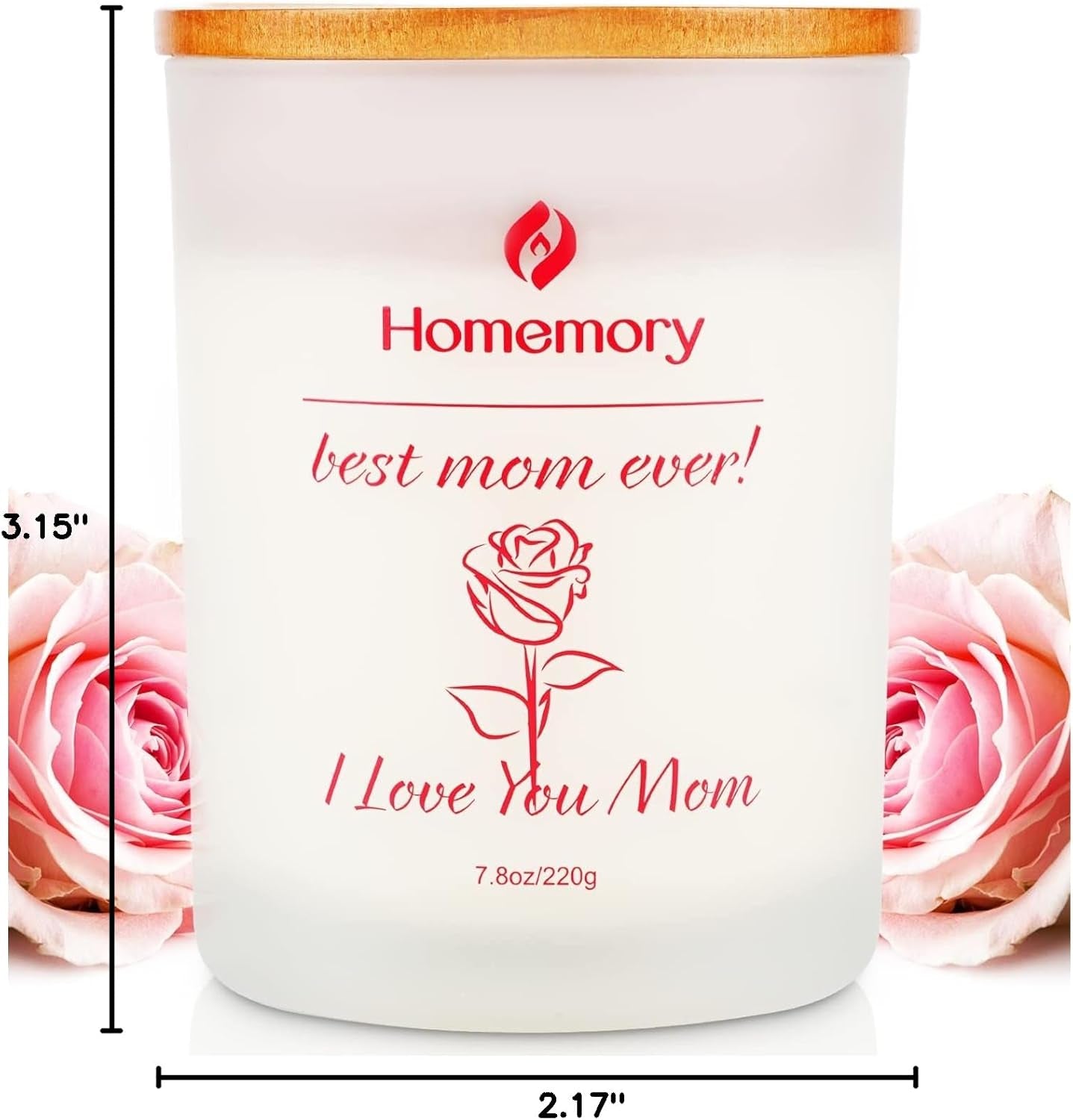 Mom Candle Rose Scented Candles for Women, Best Mom Ever Gifts, Natural Non-Toxic Soy Candles with Essential Oils, Aromatherapy Candle, Jar Candle (Rose, Jasmine, Lavender & Lilac