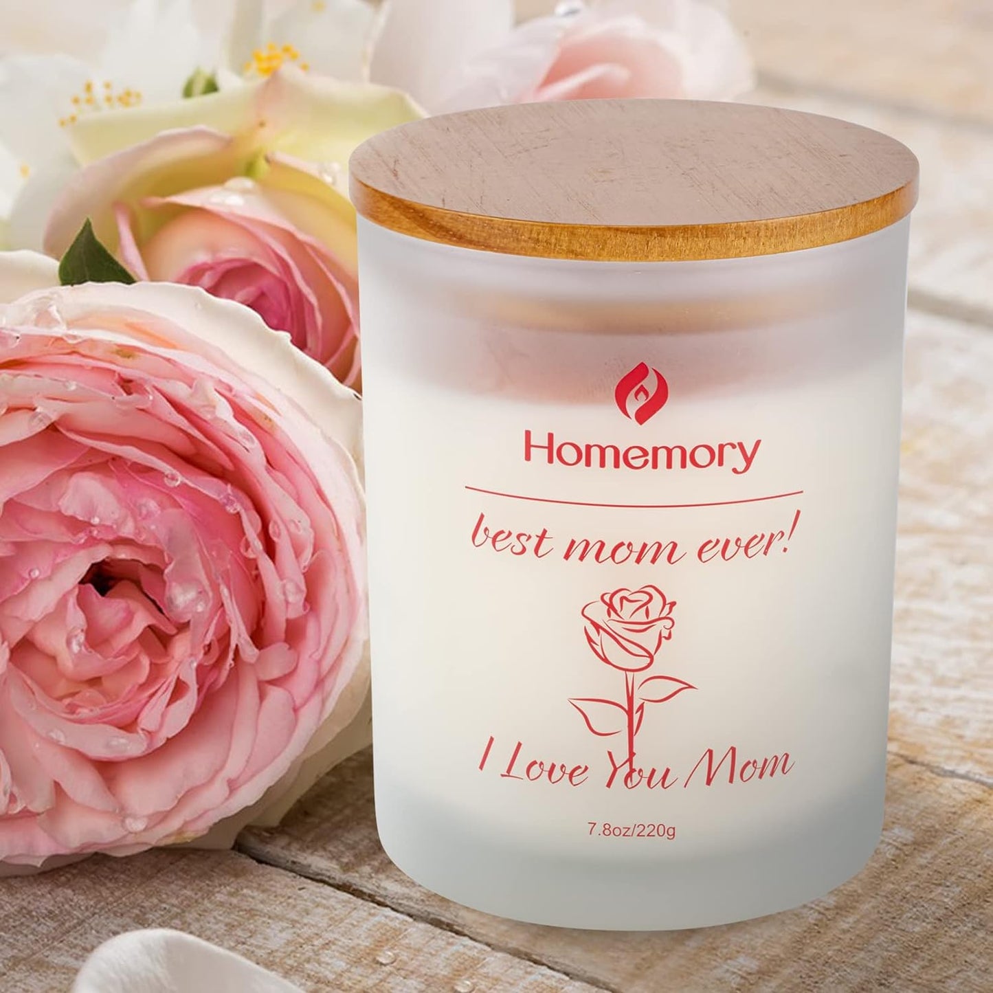 Mom Candle Rose Scented Candles for Women, Best Mom Ever Gifts, Natural Non-Toxic Soy Candles with Essential Oils, Aromatherapy Candle, Jar Candle (Rose, Jasmine, Lavender & Lilac