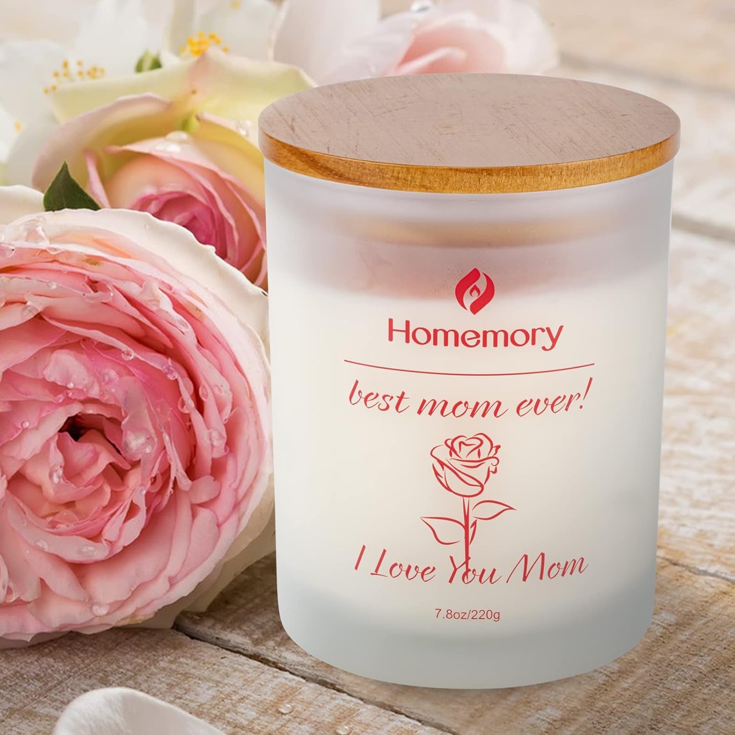 Mom Candle Rose Scented Candles for Women, Best Mom Ever Gifts, Natural Non-Toxic Soy Candles with Essential Oils, Aromatherapy Candle, Jar Candle (Rose, Jasmine, Lavender & Lilac