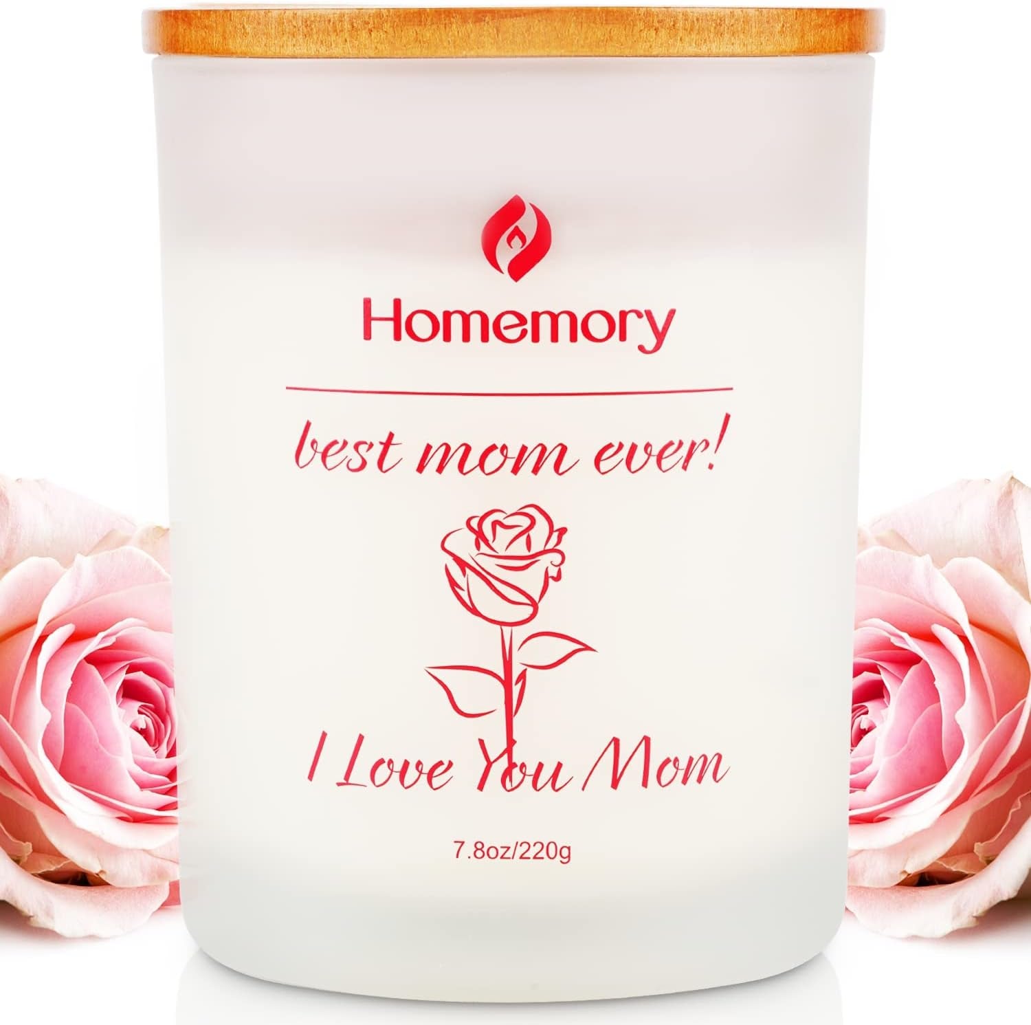 Mom Candle Rose Scented Candles for Women, Best Mom Ever Gifts, Natural Non-Toxic Soy Candles with Essential Oils, Aromatherapy Candle, Jar Candle (Rose, Jasmine, Lavender & Lilac