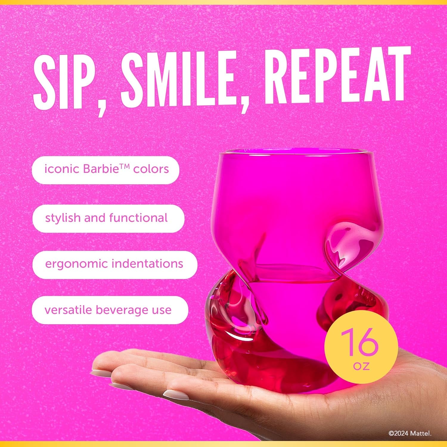 X Barbie Wine Glasses - 16 Oz Magenta & Pink Wine Glasses Set of 2 - Stemless with Finger Indentations - Aerates Naturally - Barbie Gifts for Women