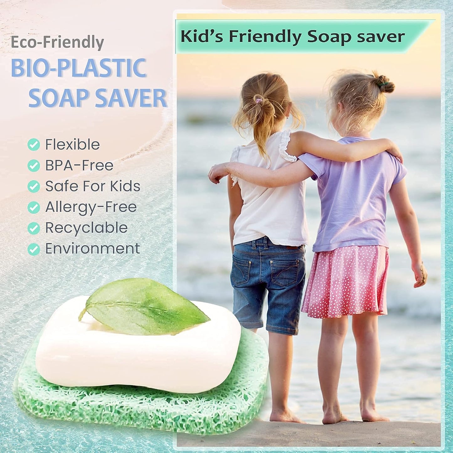 [8Pack Keep Soap Clean & Fresh Bathroom Soap Dishes, Soap Saver Set | Eco-Friendly, Recyclable | Flexible & Durable Soap Lift | Bpa-Free, Non-Slip Bath Soap Holders
